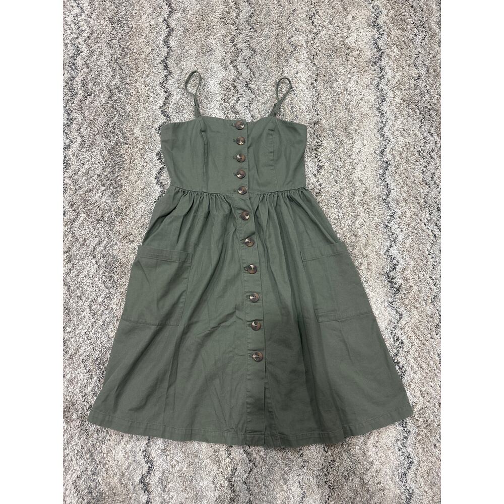 Forever 21 Green Spaghetti Strap Button Down Dress Women’s Size Small